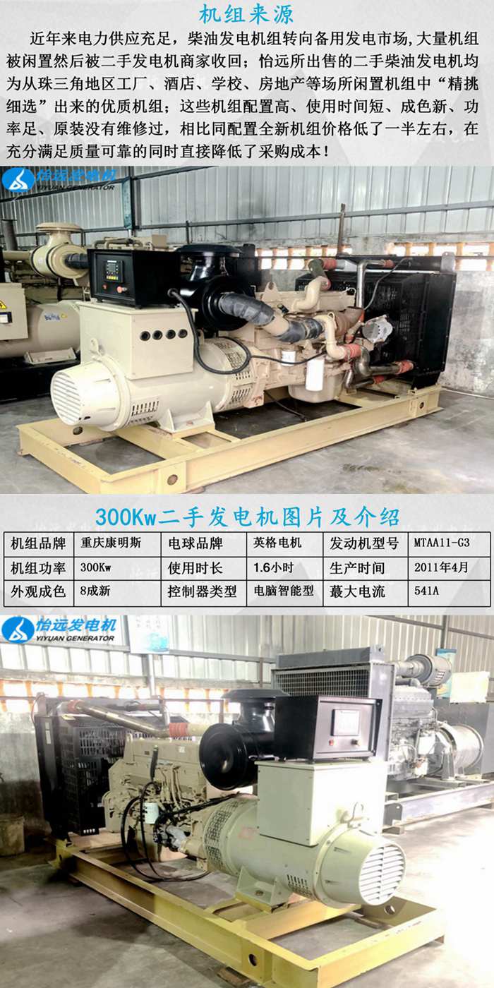 二手300KW發(fā)電機(jī)組出售